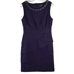 Connected Apparel embellished midi dress in PURPLE color Sz 12